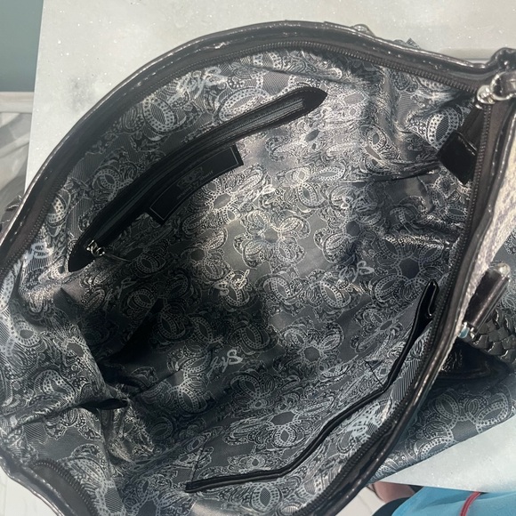 Sharif Black and White Snakeskin Tote Bag - Picture 3 of 7